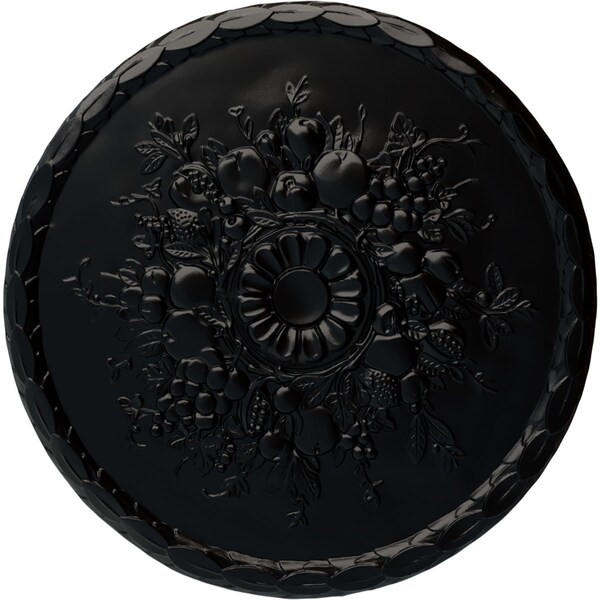 Ekena Millwork Anthony Harvest Ceiling Medallion (Fits Canopies up to 2 1/8"), 22 1/2"OD x 1 1/4"P, Jet Black CM22ATBLF - main